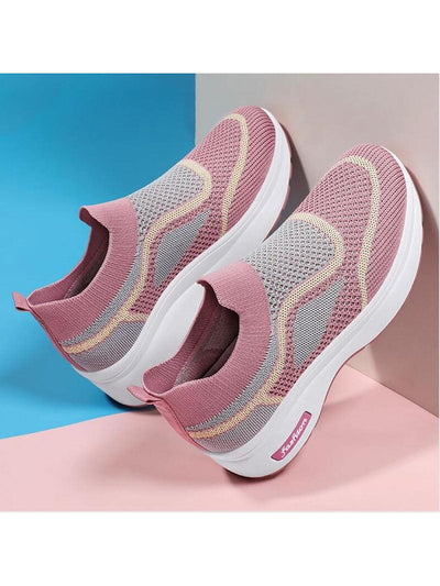 Color Block Coolness: Breathable Wedge Sneakers for the Sporty Woman