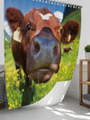 Sleek and Stylish Cattle Pattern Shower Curtain: Waterproof Polyester Design for Modern Bathrooms