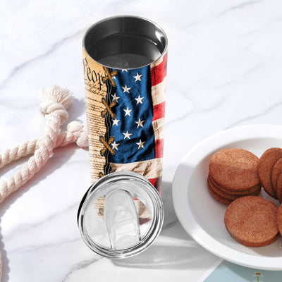 We The People: 30 oz Stainless Steel Skinny Tumbler – Celebrate Independence Day with this Insulated Travel Coffee Mug!