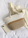 Chic and Classic: Two-Tone Straw Bag with Double Handles for Your Vacation
