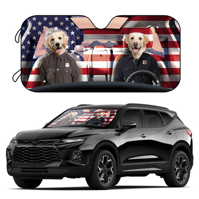 Stay Cool and Show Your Patriotism with our Foldable American Flag Dog Car Windshield Sunshade