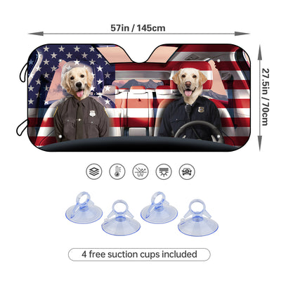 Stay Cool and Show Your Patriotism with our Foldable American Flag Dog Car Windshield Sunshade