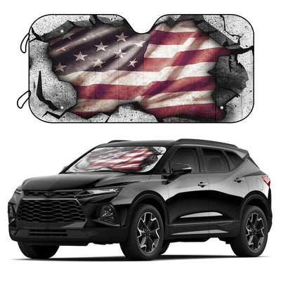 Enhance Your American Pride: High-Resolution Car Sun Shade with Free Suction Cups for Ultimate Sun Protection and Heat Reduction