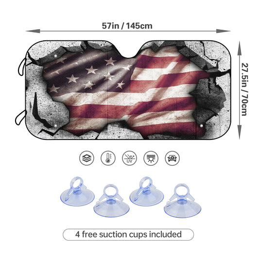 Enhance Your American Pride: High-Resolution Car Sun Shade with Free Suction Cups for Ultimate Sun Protection and Heat Reduction