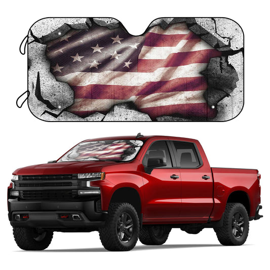 Protect your car from the sun with this Enhance Your American Pride Car Sun Shade! It features a high-resolution image with fade-resistant colors to provide up to 99.5% sun protection and reduce interior heat up to 90%. Two included suction cups help secure the shade to your car window to ensure a perfect fit.