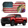 American Pride: Fish Print Foldable Car Front Window Sunshade with UV Heat Protection and Suction Cups