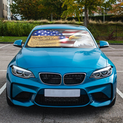 USA Pride: American Flag Eagle Car Windshield Sun Shade with 4 Free Suction Cups - Keep Your Vehicle Cool while Blocking Harmful Rays!