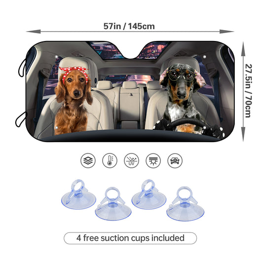 Foldable Sunshade Windshield Shield with 4 Free Suction Cups: Protect Your Car and Pet from Harmful UV Rays with Dog Car Sun Shade