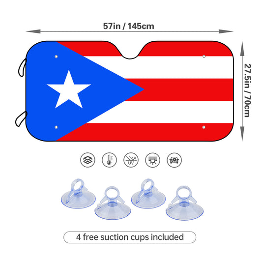 Stay Cool in Style with our Puerto Rico Flag Car Windshield Sunshade!