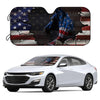 USA Art Flag Horse Foldable Car Windshield Sun Shade: Keep Your Vehicle Cool with UV Ray Protection and 4 Free Suction Cups