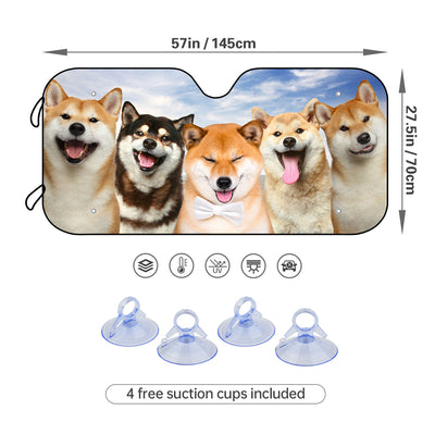 Funny Dog Front Window Sunshade: Keep Your Car Cool with this UV Ray Blocking Sun Visor Protector, Complete with 4 Free Suction Cups!