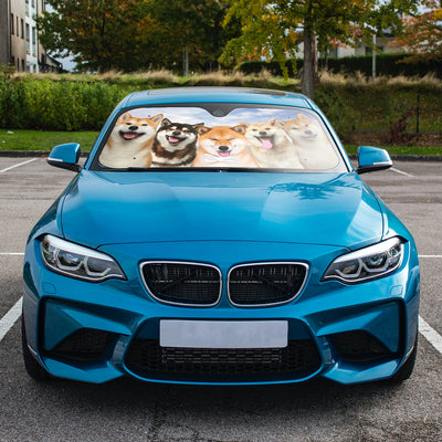 Funny Dog Front Window Sunshade: Keep Your Car Cool with this UV Ray Blocking Sun Visor Protector, Complete with 4 Free Suction Cups!