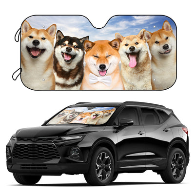 Funny Dog Front Window Sunshade: Keep Your Car Cool with this UV Ray Blocking Sun Visor Protector, Complete with 4 Free Suction Cups!