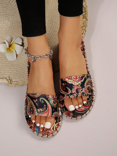 Paisley Paradise: Women's Vacation Summer Slide Sandals