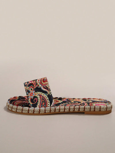 Paisley Paradise: Women's Vacation Summer Slide Sandals