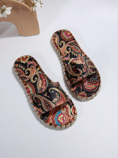 Paisley Paradise: Women's Vacation Summer Slide Sandals