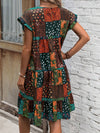 Boho Chic Patchwork Print Batwing Sleeve Dress