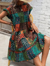 Boho Chic Patchwork Print Batwing Sleeve Dress