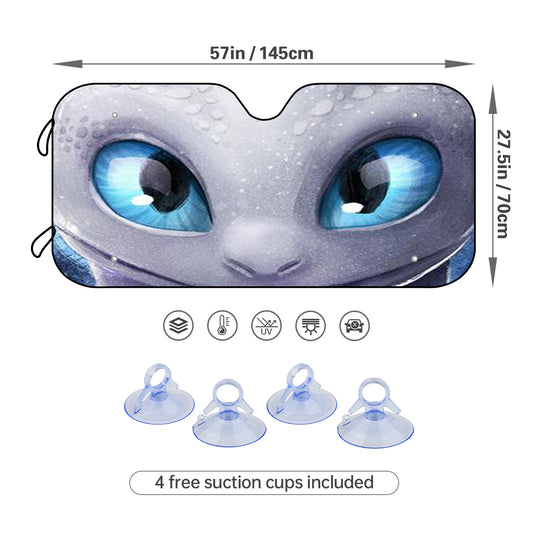 Protect Your Vehicle with the Funny Blue Eyes Print Car Windshield Shade - Keep Your Car Cool and UV Ray Protected!