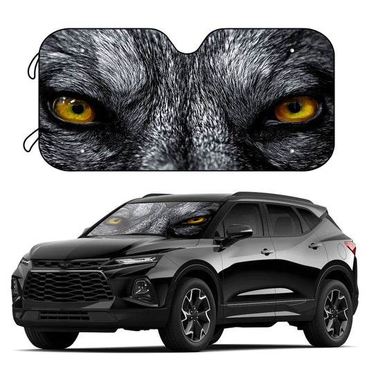 Keep your vehicle cool and stylish with the Wolf Yellow Eye Print Car Windshield Sun Shade. This sun shade reduces up to 95% of UV Rays and Sun Glare giving you a cooler drive without sacrificing style. A perfect companion for any car!