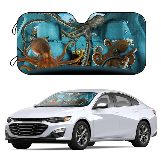 Protect your car from the sun’s heat and UV rays with this Ocean Adventure Windshield Sunshade. Its eye-catching octopus, turtle, and fish design is sure to brighten up your car while 4 included suction cups provide a secure fit and 98% UV block for ultimate protection.