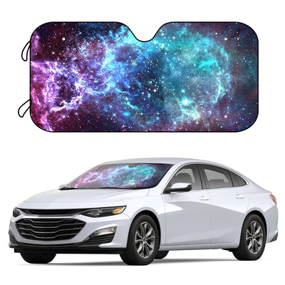 Galactic Galaxy Space Car Sun Shade: Block UV Rays with Starry Sky Theme, Includes 4 Free Suction Cups - Front Window Sunshade, Sun Visor Protector