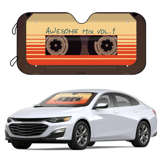 This windshield sunshade will keep the temperature in your vehicle cool and reduce UV ray exposure by up to 60%. With a unique cassette mix tape design, this sunshade not only keeps you and your passengers comfortable, but also adds a stylish touch to your vehicle.
