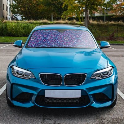 Enhance Your Style and Protect Your Car with Purple Flowers Windshield Sun Shade: Includes Bonus Suction Cups for Easy Installation - Perfect Car Accessory for Men, Women, and Babies!