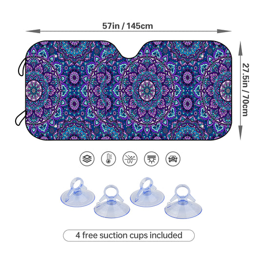 Enhance Your Style and Protect Your Car with Purple Flowers Windshield Sun Shade: Includes Bonus Suction Cups for Easy Installation - Perfect Car Accessory for Men, Women, and Babies!