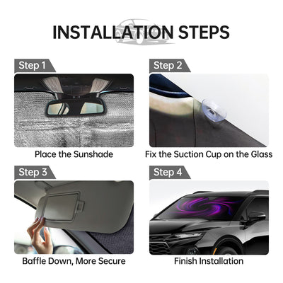 Car Sunshades Windshield: Foldable Purple Shade with 4 Suction Cups - Ultimate UV Rays & Heat Protection for Your Vehicle