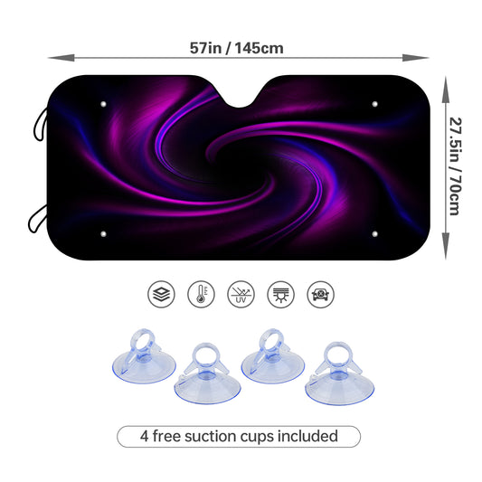 Car Sunshades Windshield: Foldable Purple Shade with 4 Suction Cups - Ultimate UV Rays & Heat Protection for Your Vehicle