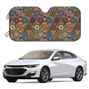 Indian Ethnic Floral Foldable Car Windshield Sunshade: Blocks UV Rays & Offers Sun Vision Protection with 4 Free Suction Cups