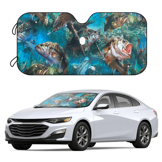 Stay cool and protected from UV heat with this stylish Fish Print Foldable Car Sunshade. It's designed to keep your vehicle cool and blocks up to 97% of UV rays, providing reliable protection even in hot climates. The sun shade also comes with 4 free suction cups for a secure fit.