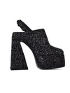 Sparkle and Sway: Woman's Glitter Platform High-Heeled Sandals