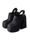 Sparkle and Sway: Woman's Glitter Platform High-Heeled Sandals