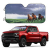 Keep Your Vehicle Cool with Our Foldable Sun Shade featuring Three Running Horses Design - Blocks UV Rays and Fits Most Cars, SUVs, and Trucks