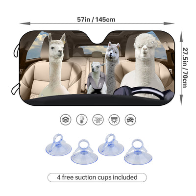 Alpaca-Inspired Foldable Car Windshield Sunshade: Ultimate UV Protection and Vehicle Cooling with 4 Free Suction Cups