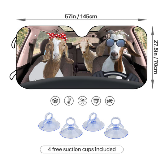 Goat Couple Car Sun Shade: Protect Your Windshield and Drive in Style!