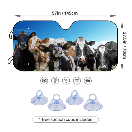 Highland Cow UV Reflector: The Ultimate Car Windshield Sunshade with 4 Free Suction Cups!