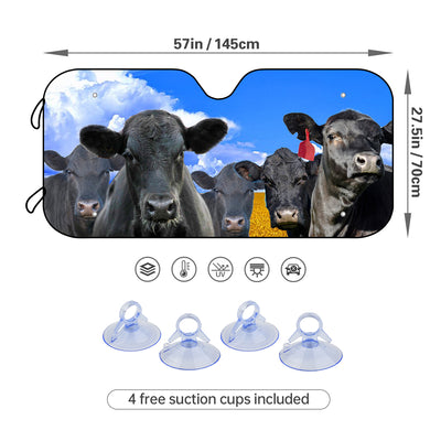 Cute Five Animals Foldable Sun Visor Protector - Keep Your Vehicle Cool with Funny Cow Car Windshield Sun Shade!