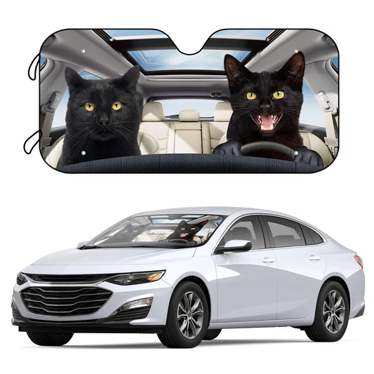 Our Funny Animal Black Cat Car Windshield Sunshade provides convenient protection from the sun, blocking up to 99% of UV rays and reducing interior temperature up to 40°F. The foldable design allows easy storage and convenient portability. Plus – we’ve included free suction cups for easy installation.