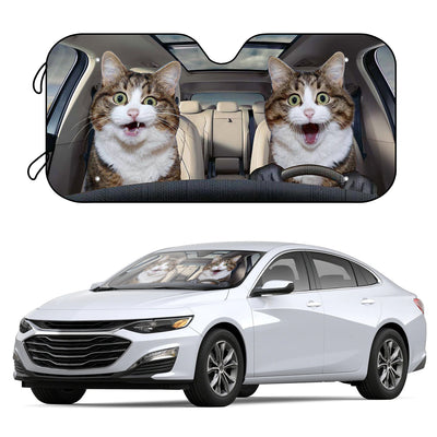 Feline Fun in the Sun: Foldable Car Sun Shade with Cat Design & Free Suction Cups to Keep Your Car Cool and Protected from UV Rays