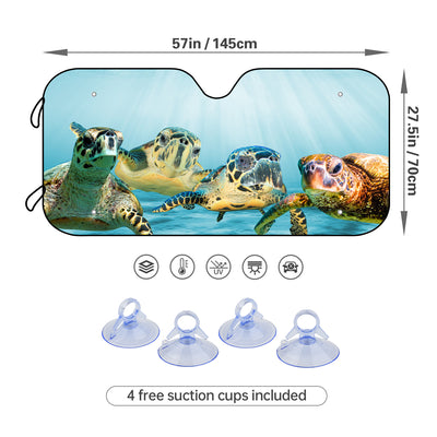 Animal Sea Turtle Car Sunshade: Keep Your Car Cool and Protect it From Harmful UV Rays with 4 Free Suction Cups