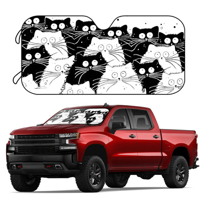 Protective Cartoon Black and White Cat Car Sun Shade: Shield Your Vehicle from Harmful UV Rays and Add a Playful Touch!