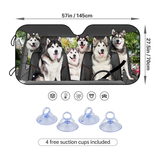 Keep Your Car Cool with the Funny Animal Dog Driver Car UV Sunshade - Includes 4 Free Suction Cups!