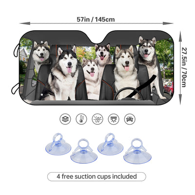 Keep Your Car Cool with the Funny Animal Dog Driver Car UV Sunshade - Includes 4 Free Suction Cups!