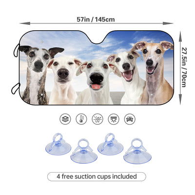 Protect Your Car with Style: Car Sunshade Windshield featuring Five Cute Dogs, UV Protection, and 4 Free Suction Cups