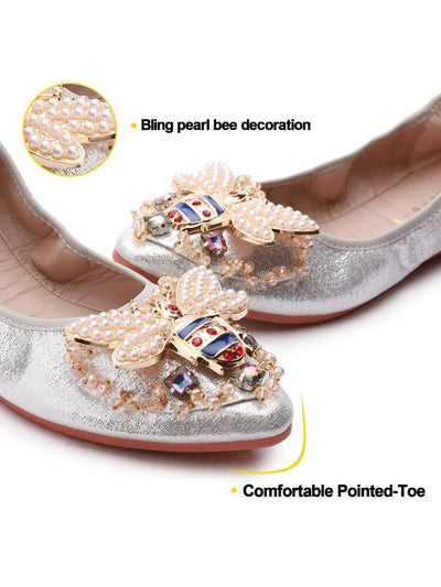 Sparkly Rhinestone Bee Ballet Flats: Stylish and Comfortable Slip-On Shoes