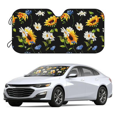 Plant Sunflower Flower Car Sunshade: Enhance Your Car's Interior Decor with UV Protection and 4 Free Suction Cups