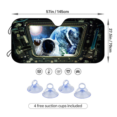 Protect Your Car in Style: Foldable Astronaut Car Sunscreen with Free Accessories - Shield your vehicle from Harmful UV Rays with 4 Suction Cup Windshield Sunshades